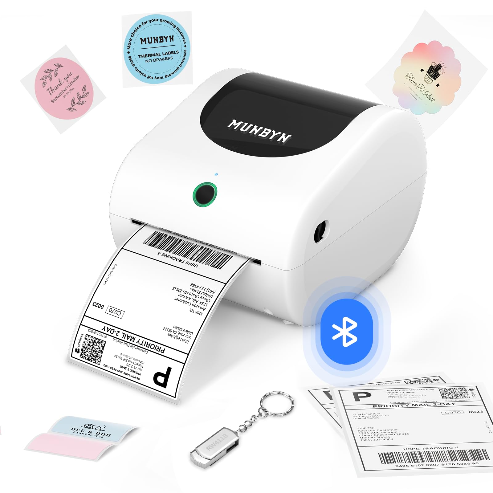 MUNBYN Bluetooth Shipping Label Printer, 4x6 Bluetooth Thermal